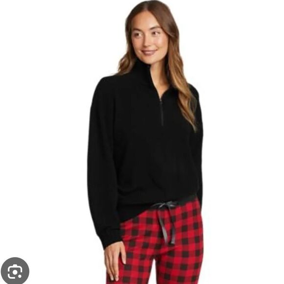 Eddie Bauer Alpine Route Essential 1/4 Zip Black Sweater Large NEW - Picture 1 of 10
